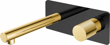 Смеситель для раковины Boheme Stick 125-BG.2 С ВНУТРЕННЕЙ ЧАСТЬЮ, black/touch gold, однорычажный, длина излива 18.5 см