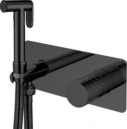 Гигиенический душ Boheme Stick 127-BB со смесителем, С ВНУТРЕННЕЙ ЧАСТЬЮ, diamond matt black, цвет черный