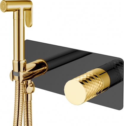 Гигиенический душ Boheme Stick 127-BG со смесителем, С ВНУТРЕННЕЙ ЧАСТЬЮ, black/diamond gold в современном стиле