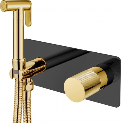 Гигиенический душ Boheme Stick 127-BG.2 со смесителем, С ВНУТРЕННЕЙ ЧАСТЬЮ, black/touch gold в современном стиле