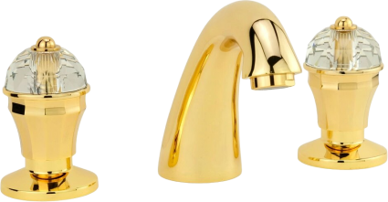 Смеситель для раковины Migliore Prestige Crystal 30860 золото двухвентильный, высота излива 13 см