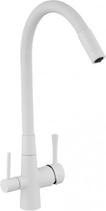 Смеситель для кухни Savol S-L1806W-02 с гибким изливом, однорычажный, белый