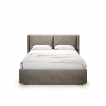 Кровать The IDEA Iris 140х200 серо-коричневого цвета  с изголовьем, без ящиков