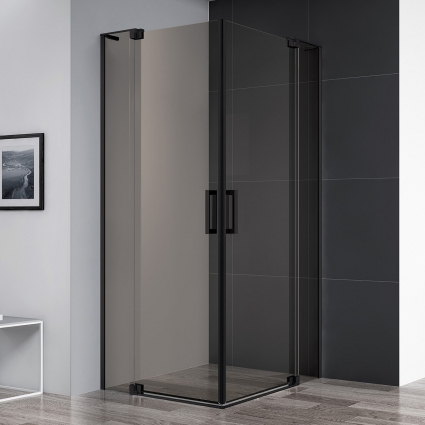 Душевой уголок Cezares Slider AH 2 70/80-80/90 BR Nero профиль черный, стекло бронза, прямоугольный, двери распашные