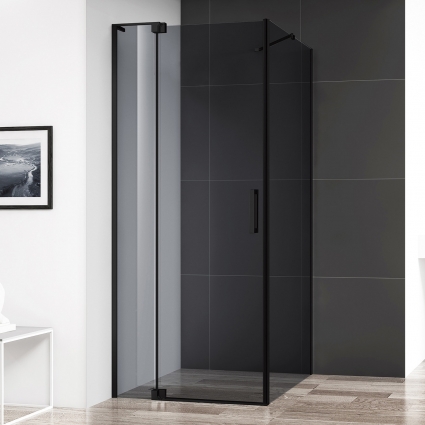 Душевой уголок Cezares Slider AH 1 80-70/80 Grigio Nero профиль черный, стекло серое, квадратный, двери распашные