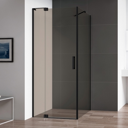 Душевой уголок Cezares Slider AH 1 100-100/110 BR Nero профиль черный, стекло бронза, прямоугольный, двери распашные
