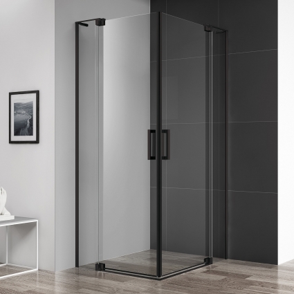 Душевой уголок Cezares Slider A 2 70/80 C Nero профиль черный, стекло прозрачное, квадратный, двери распашные