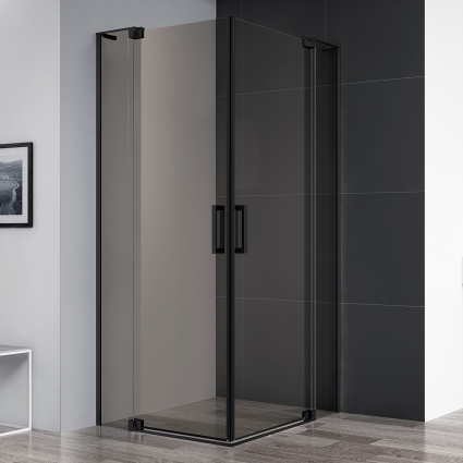Душевой уголок Cezares Slider A 2 100/110 BR Nero профиль черный, стекло бронза, квадратный, двери распашные