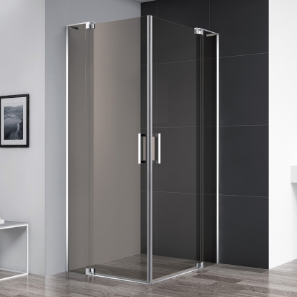 Душевой уголок Cezares Slider A 2 100/110 BR Cr профиль хром, стекло бронза, квадратный, двери распашные