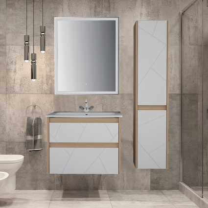 Мебель для ванной ASB-Mebel Диана 60 белый, дуб янтарный, подвесная, с ящиками