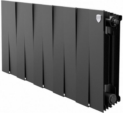 Радиатор биметаллический Royal Thermo Piano Forte 300 noir sable, 10 секций, на площадь 13 кв.м., черный, 80x10x38 см