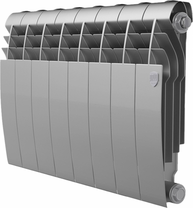 Радиатор биметаллический Royal Thermo BiLiner 350 silver satin, 8 секций, на площадь 10 кв.м., серебро, 66x8.7x43 см