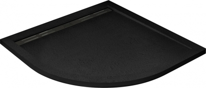 Поддон для душа Cezares TRAY-AS-R-90-30-NERO 90x90, черный матовый, четверть круга, низкий