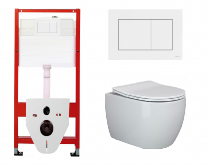 Комплект 3 в 1 инсталляция Tece Base 9400413 + Подвесной унитаз Ceramica Nova Play CN3001 с кнопкой смыва, в стиле hi-tech