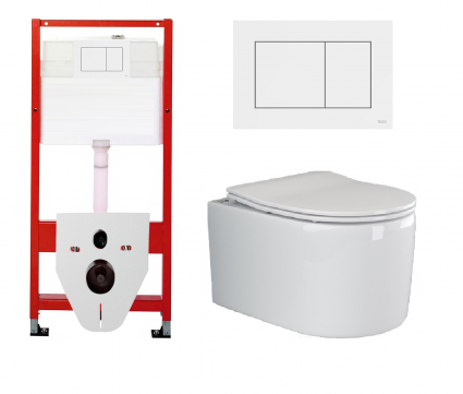 Комплект 3 в 1 инсталляция Tece Base 9400413 + Подвесной унитаз Ceramica Nova Moments CN3003 с кнопкой смыва, в стиле hi-tech
