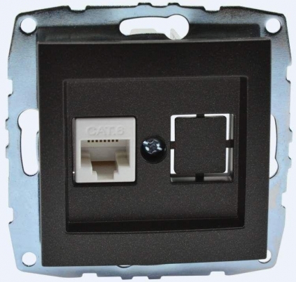 Розетка компьютерная RJ45 Mono Electric Despina/ Larissa 6 кат графит 500-002005-125 в современном стиле, цвет графит