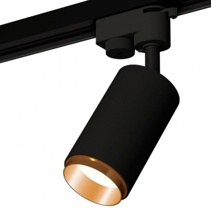 Комплект трекового однофазного светильника Ambrella light SBK/PYG черный песок/золото желтое полированное XT6323044 (A2521, C6323, N6124), в современном стиле, мощность 10 Вт