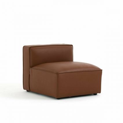 Кресло модульное из кожи La Redoute Plus Seven коричневого цвета для отдыха, без подлокотников