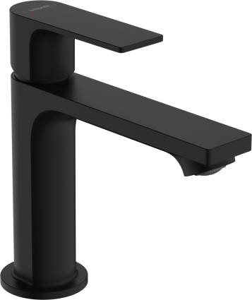 Смеситель для раковины Hansgrohe Rebris E 72557670 с донным клапаном, черный матовый, однорычажный, высота излива 10.9 см