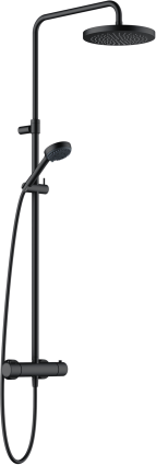 Душевая стойка Kludi Logo Dual Shower System 6808239-00 с термостатом, черная матовая, цвет черный, штанга 126 см