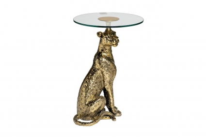 Кофейный столик Garda Decor Ягуар со стеклянной столешницей  стиль классический