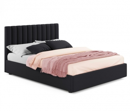 Кровать с подъемным механизмом LASKA Family Olivia 140х200 черного цвета, с изголовьем, с ящиком для хранения