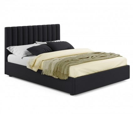 Кровать с подъемным механизмом LASKA Family Olivia 180х200 черного цвета, с изголовьем, с ящиком для хранения