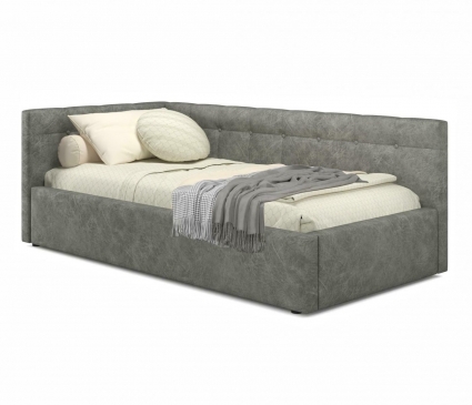 Кровать с подъемным механизмом LASKA Family Bonna 90х200 цвета графит, с изголовьем, с ящиком для хранения