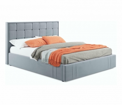 Кровать с подъемным механизмом LASKA Family Tiffany 160х200 серого цвета, с изголовьем, с ящиком для хранения
