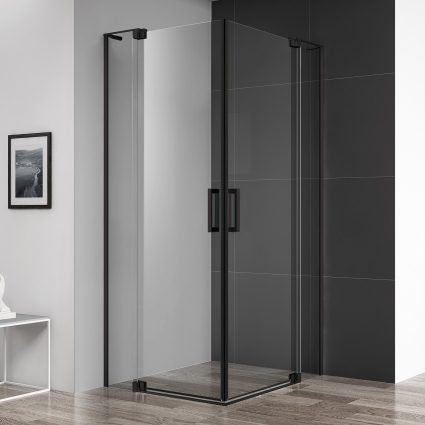 Душевой уголок Cezares Slider AH 2 70/80-90/100 C Nero профиль черный, стекло прозрачное, прямоугольный, двери распашные