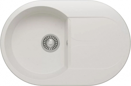 Мойка кухонная Polygran Atol 679030 белый хлопок матовая, овальная, 76x50 см