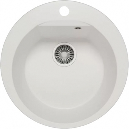 Мойка кухонная Polygran Atol 627451 белый хлопок матовая, круглая, 52x52 см
