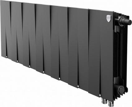 Радиатор биметаллический Royal Thermo Piano Forte 300 VDR noir sable, 14 секций, на площадь 19 кв.м., черный, 112x10x38 см