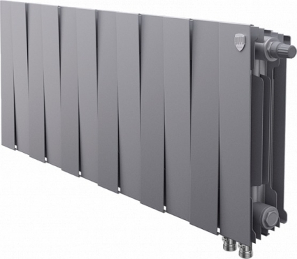 Радиатор биметаллический Royal Thermo Piano Forte 300 VDR silver satin, 12 секций, на площадь 16 кв.м., серебро, 96x10x38 см