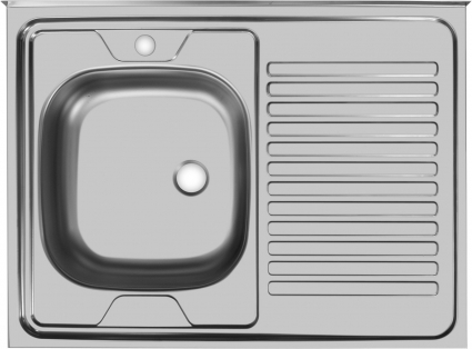 Мойка кухонная Ukinox Стандарт STD800.600 ---5C 0LS матовая, прямоугольная, 80x60 см