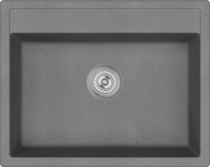 Мойка кухонная Domaci Солерно EMQ-1640.Q антрацит, 64х51 см, серая, кварцевая, встраиваемая, прямоугольная, матовая, 64x51 см