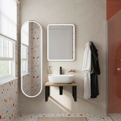 Мебель для ванной DIWO Элиста 60 светлое дерево, с раковиной Moduo 50 Square