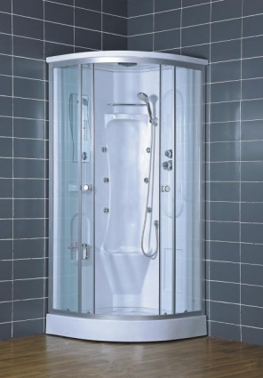 Душевая кабина Loranto CS-005 90х90х220 профиль хром матовый, стекло прозрачное, четверть круга, поддон низкий