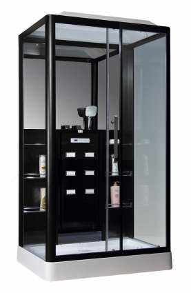 Душевая кабина Loranto Selak CS 127-3A R 90х120х215 профиль чёрный, стекло прозрачное, правая , прямоугольная, поддон низкий