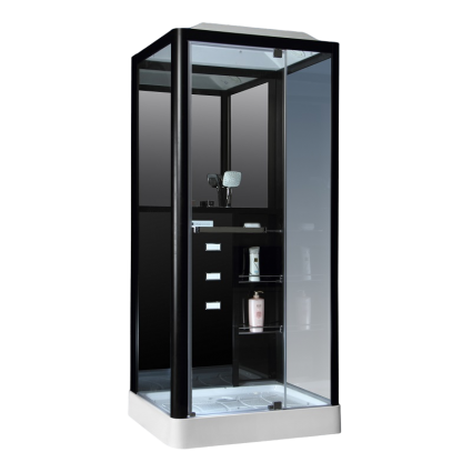 Душевая кабина Loranto Selak CS 126-3A L 90х100х215 профиль черный, стекло прозрачное, левая, прямоугольная, поддон низкий