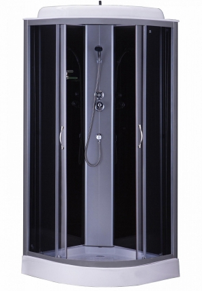 Душевая кабина Loranto SUNWAY CS-6611 G 100х100х215 профиль хром, стекло тонированное, четверть круга, поддон низкий