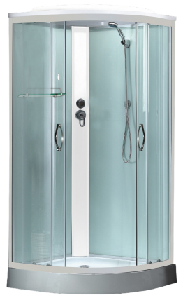Душевая кабина Loranto CS-1000 SK F 100x100x215 профиль белый, стекло матовое, четверть круга, поддон низкий