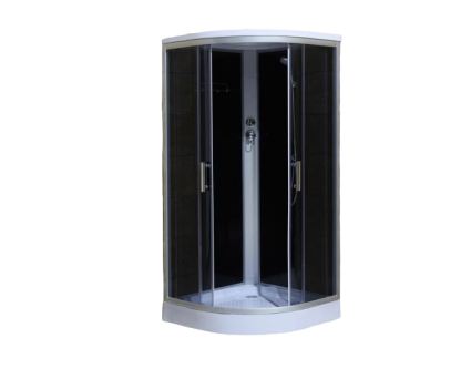 Душевая кабина Loranto CS-1000 SK G 100x100x215 профиль хром, стекло тонированное, четверть круга, поддон низкий