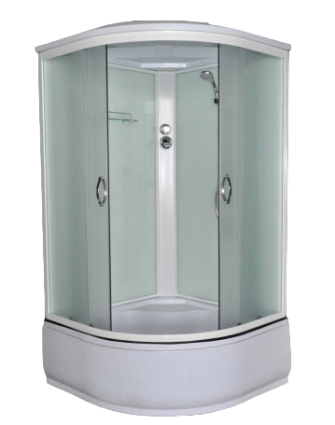 Душевая кабина Loranto CS-1000 HI SK F 100x100x215 профиль белый, стекло матовое, четверть круга, поддон глубокий