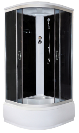 Душевая кабина Loranto CS-1000 HI SK G 100x100x215 профиль хром, стекло тонированное , четверть круга, поддон глубокий