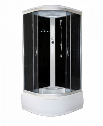 Душевая кабина Loranto CS-1200 Hi G 120x120x215 профиль сатин, стекло тонированное, четверть круга, поддон глубокий