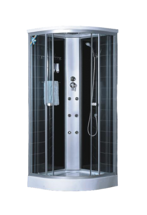Душевая кабина Loranto CS-004 90х90х220 профиль хром, стекло тонированное, четверть круга, поддон низкий