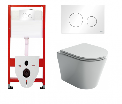 Комплект 3 в 1 инсталляция Tece Loop K440920 + Подвесной унитаз Ceramica Nova Forma CN3011 с кнопкой смыва, в стиле hi-tech