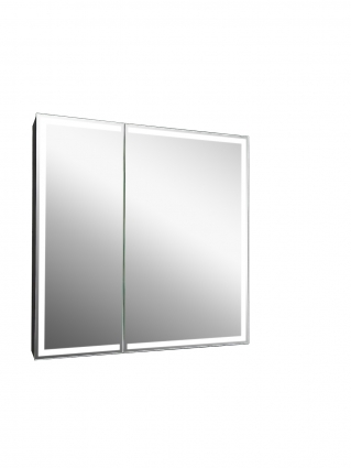 Зеркало-шкаф Континент Mirror Box black LED 80х80 с подсветкой, с полками,  в современном стиле
