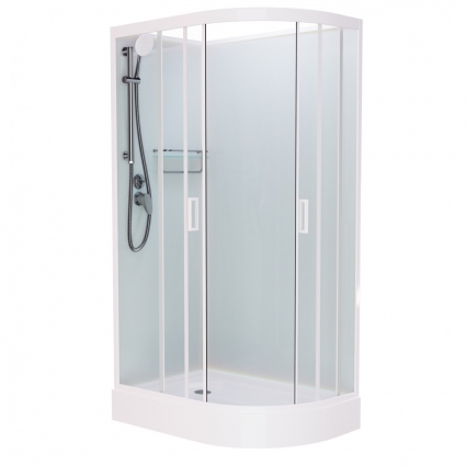 Душевая кабина Frank F412L White б/к 120х80х215 профиль белый, стекло прозрачное, левая, прямоугольная-асимметричная, поддон низкий
